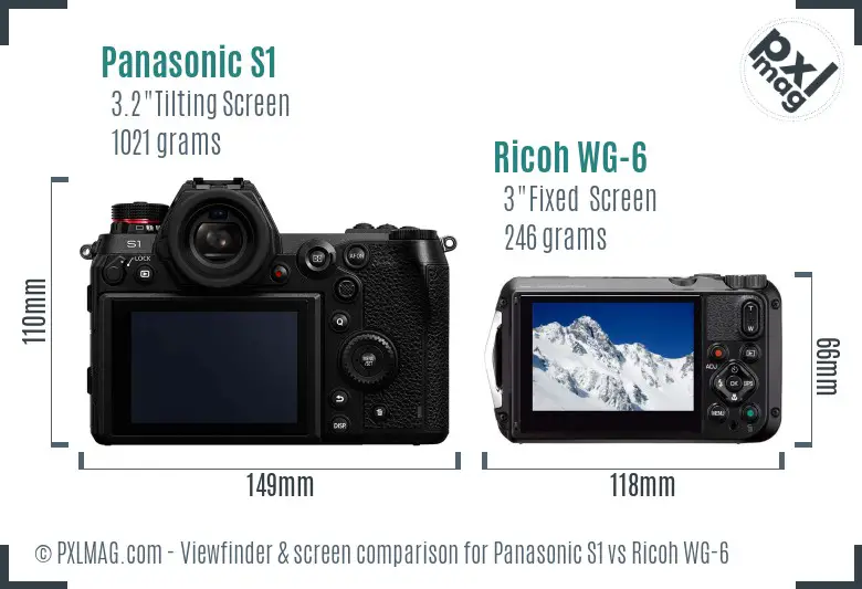 Panasonic S1 vs Ricoh WG-6 Screen and Viewfinder comparison