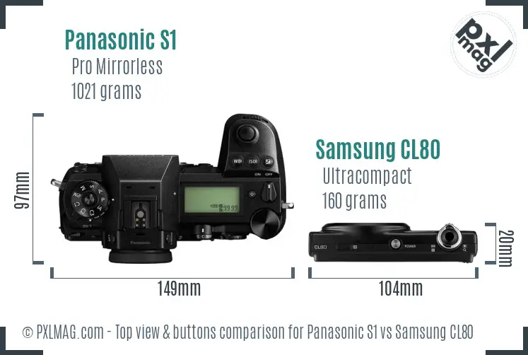 Panasonic S1 vs Samsung CL80 top view buttons comparison