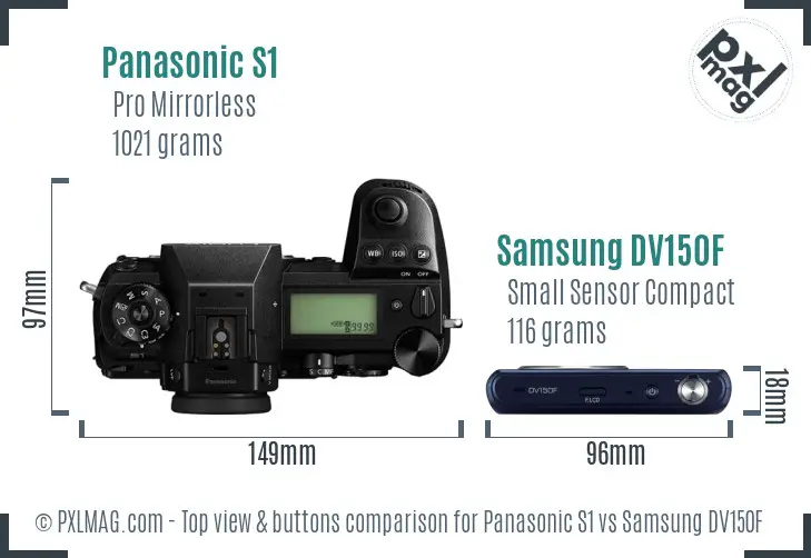 Panasonic S1 vs Samsung DV150F top view buttons comparison