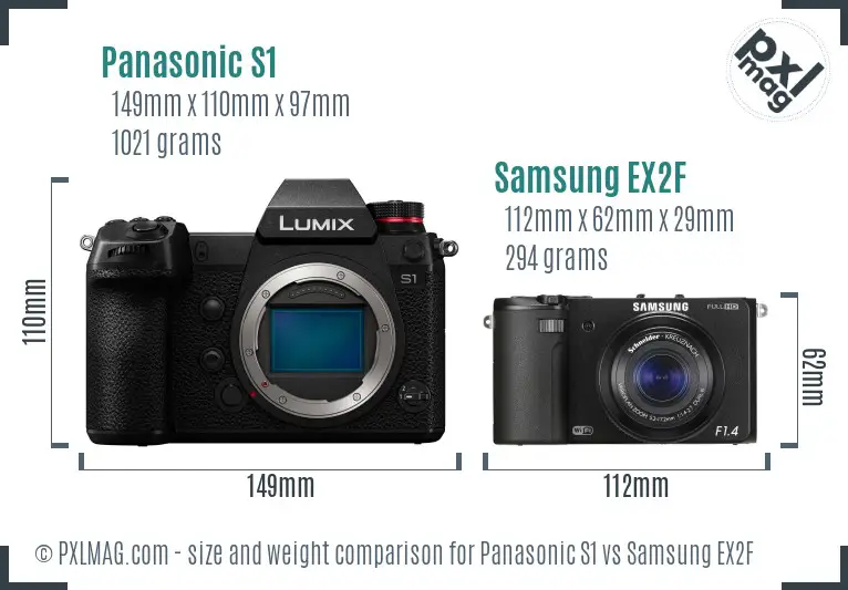 Panasonic S1 vs Samsung EX2F size comparison