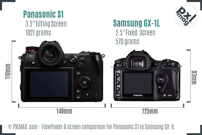 Panasonic S1 vs Samsung GX-1L Screen and Viewfinder comparison Panasonic S1 vs Samsung GX-1L Screen and Viewfinder comparison