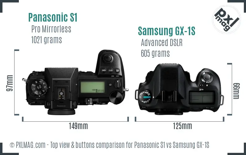 Panasonic S1 vs Samsung GX-1S top view buttons comparison