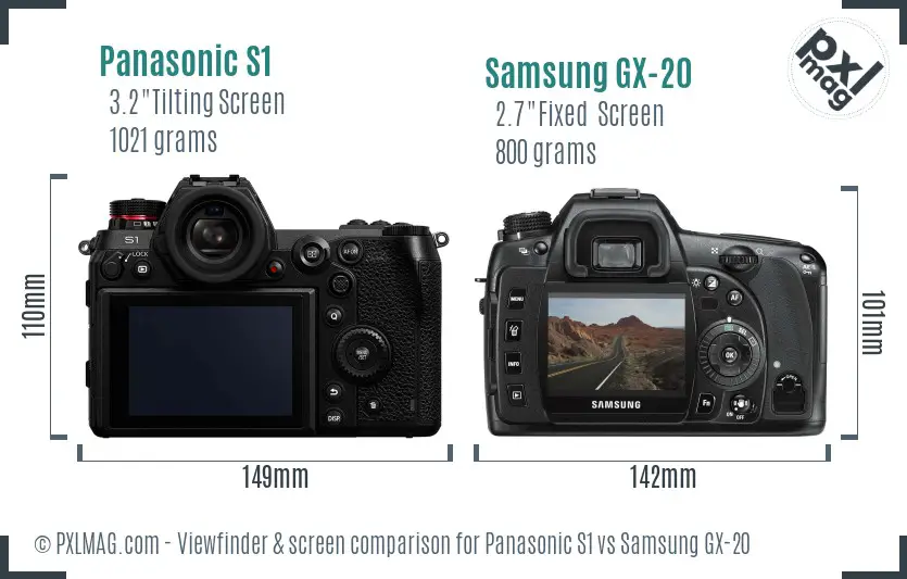 Panasonic S1 vs Samsung GX-20 Screen and Viewfinder comparison Panasonic S1 vs Samsung GX-20 Screen and Viewfinder comparison