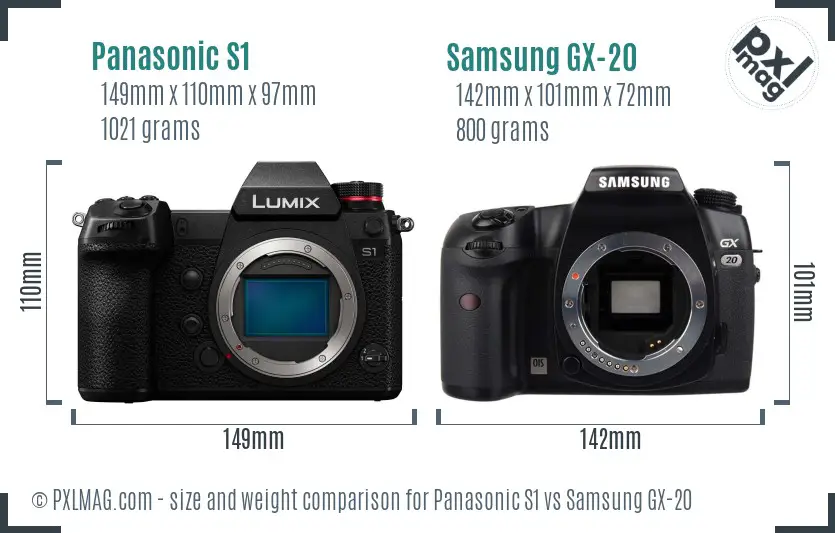 Panasonic S1 vs Samsung GX-20 size comparison Panasonic S1 vs Samsung GX-20 size comparison