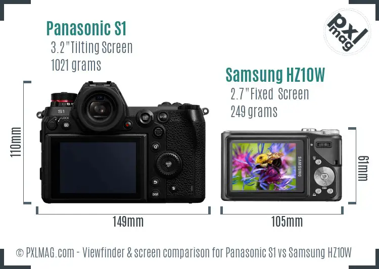 Panasonic S1 vs Samsung HZ10W Screen and Viewfinder comparison Panasonic S1 vs Samsung HZ10W Screen and Viewfinder comparison