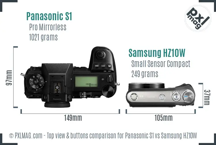 Panasonic S1 vs Samsung HZ10W top view buttons comparison Panasonic S1 vs Samsung HZ10W top view buttons comparison