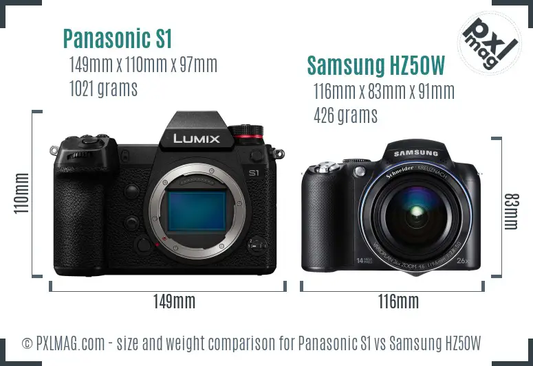 Panasonic S1 vs Samsung HZ50W size comparison