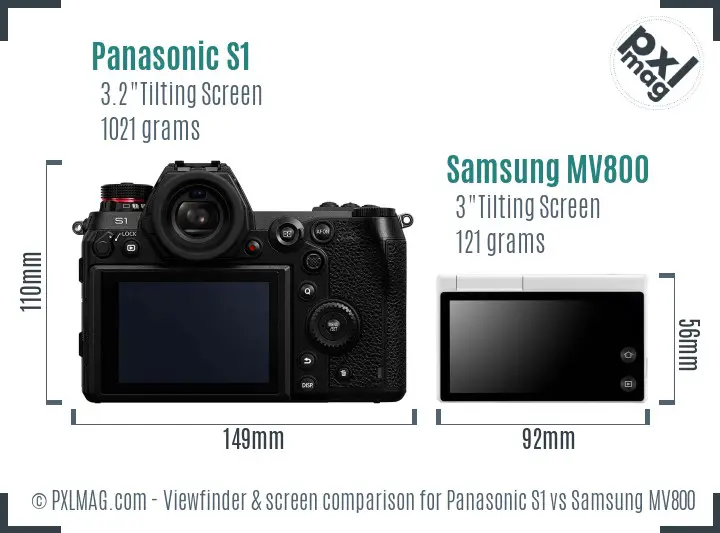 Panasonic S1 vs Samsung MV800 Screen and Viewfinder comparison Panasonic S1 vs Samsung MV800 Screen and Viewfinder comparison