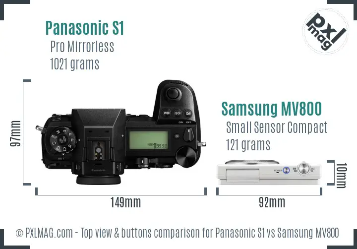 Panasonic S1 vs Samsung MV800 top view buttons comparison Panasonic S1 vs Samsung MV800 top view buttons comparison