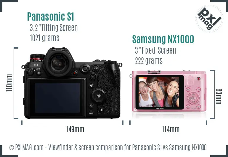 Panasonic S1 vs Samsung NX1000 Screen and Viewfinder comparison Panasonic S1 vs Samsung NX1000 Screen and Viewfinder comparison