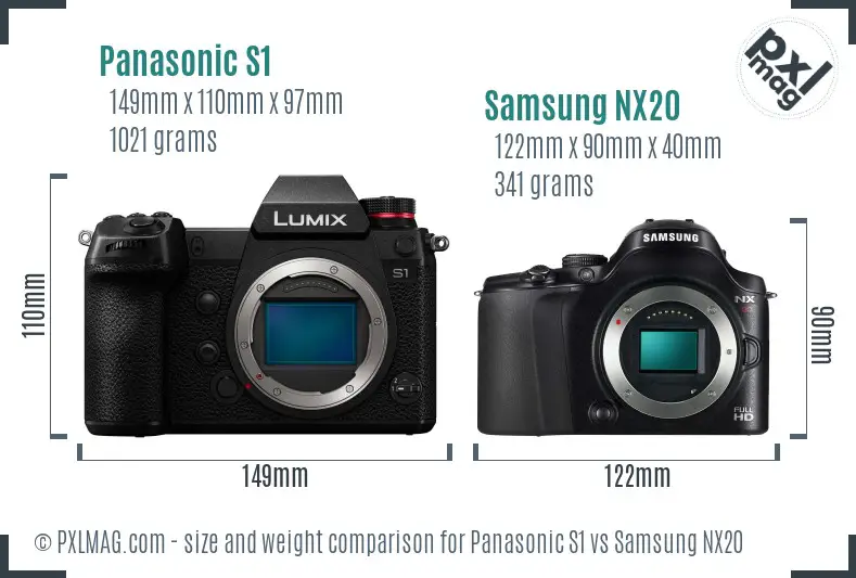 Panasonic S1 vs Samsung NX20 size comparison