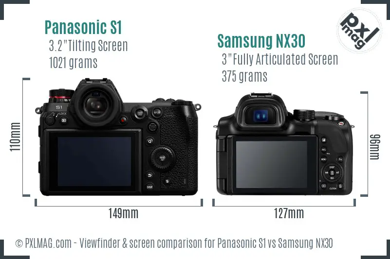 Panasonic S1 vs Samsung NX30 Screen and Viewfinder comparison