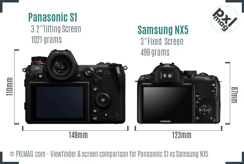 Panasonic S1 vs Samsung NX5 Screen and Viewfinder comparison