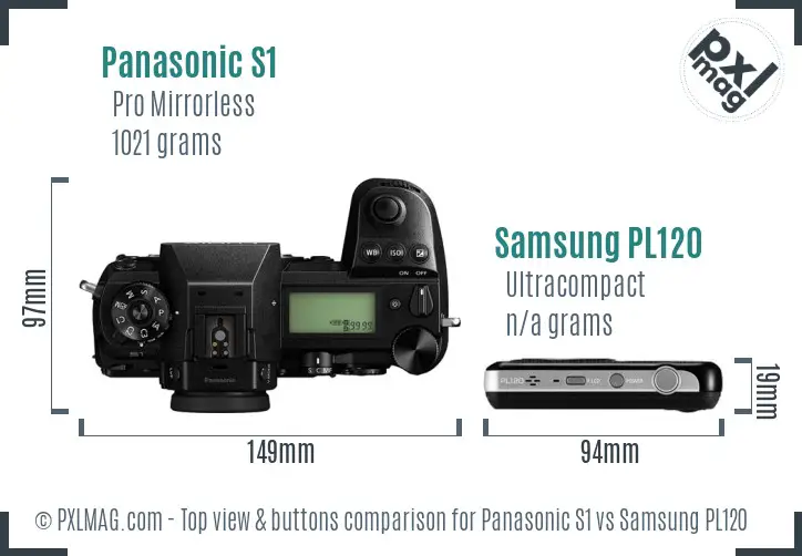 Panasonic S1 vs Samsung PL120 top view buttons comparison