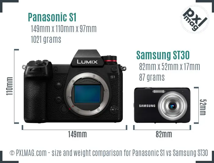 Panasonic S1 vs Samsung ST30 size comparison