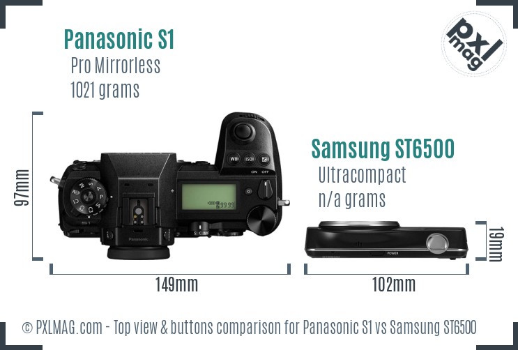 Panasonic S1 vs Samsung ST6500 top view buttons comparison