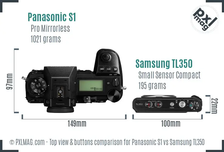 Panasonic S1 vs Samsung TL350 top view buttons comparison