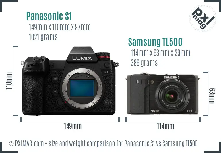 Panasonic S1 vs Samsung TL500 size comparison Panasonic S1 vs Samsung TL500 size comparison