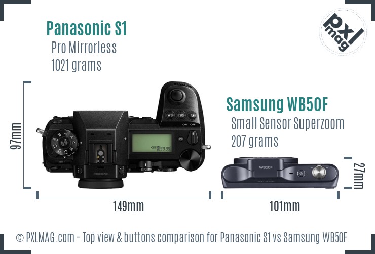 Panasonic S1 vs Samsung WB50F top view buttons comparison