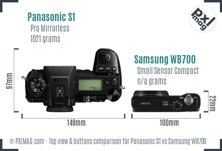 Panasonic S1 vs Samsung WB700 top view buttons comparison