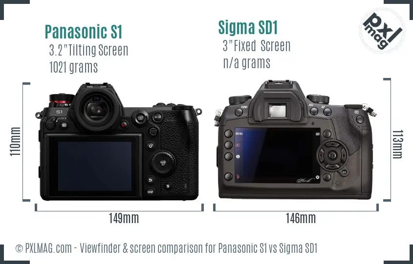 Panasonic S1 vs Sigma SD1 Screen and Viewfinder comparison