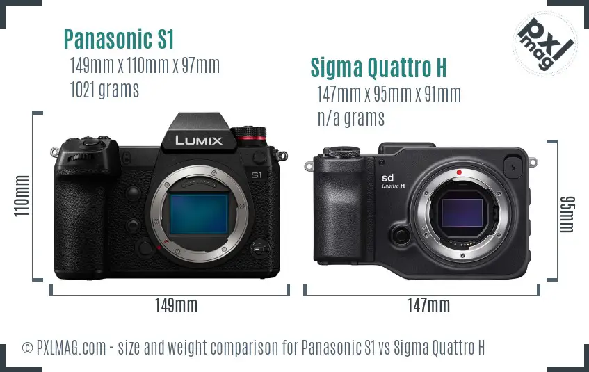 Panasonic S1 vs Sigma Quattro H size comparison