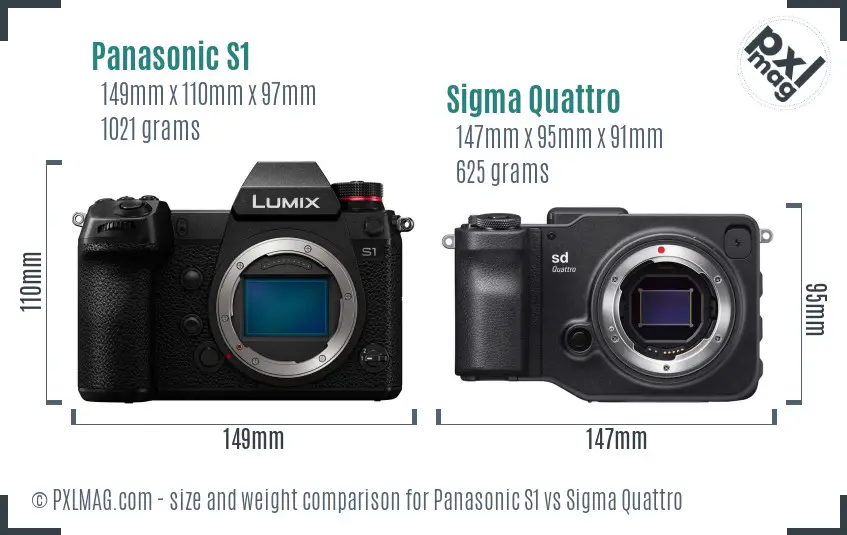 Panasonic S1 vs Sigma Quattro size comparison