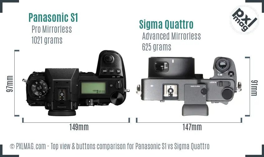 Panasonic S1 vs Sigma Quattro top view buttons comparison