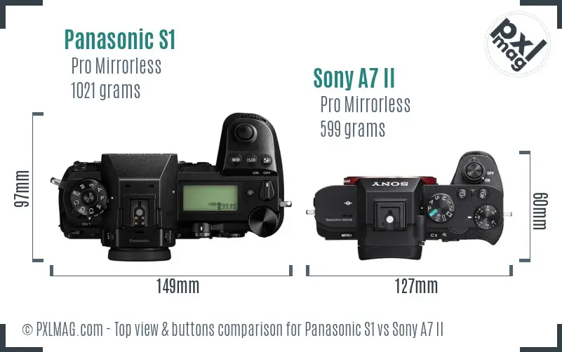 Panasonic S1 vs Sony A7 II top view buttons comparison Panasonic S1 vs Sony A7 II top view buttons comparison
