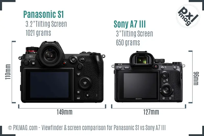 Panasonic S1 vs Sony A7 III Screen and Viewfinder comparison