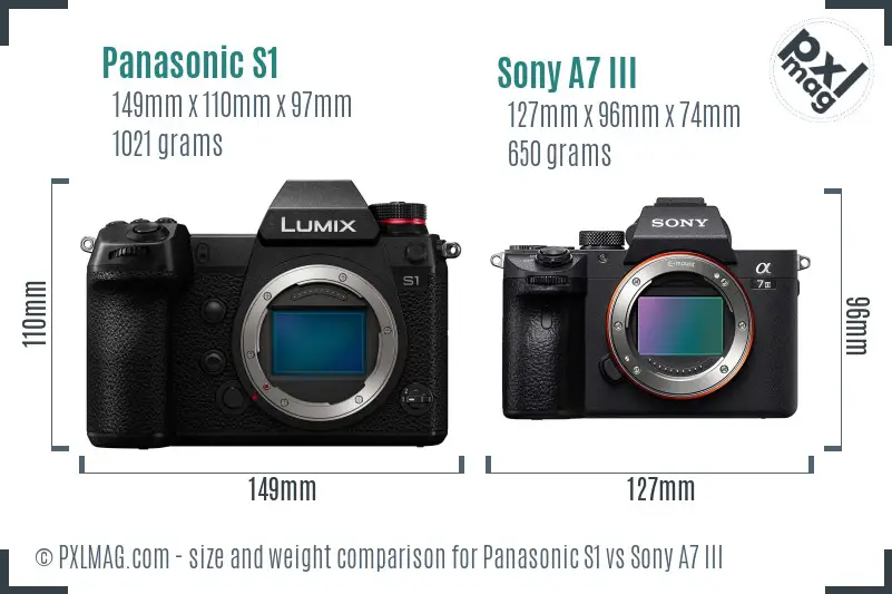 Panasonic S1 vs Sony A7 III size comparison