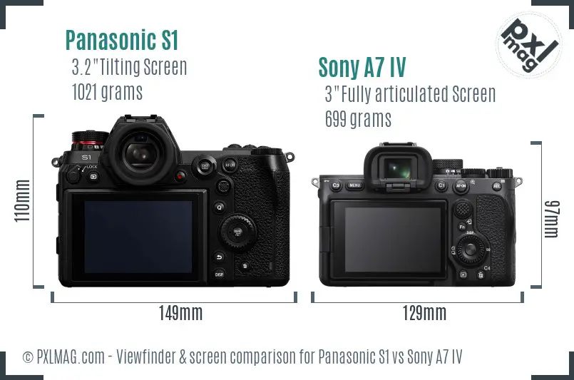 Panasonic S1 vs Sony A7 IV Screen and Viewfinder comparison