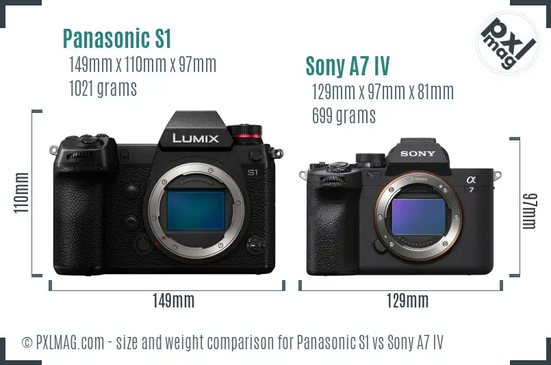 Panasonic S1 vs Sony A7 IV size comparison