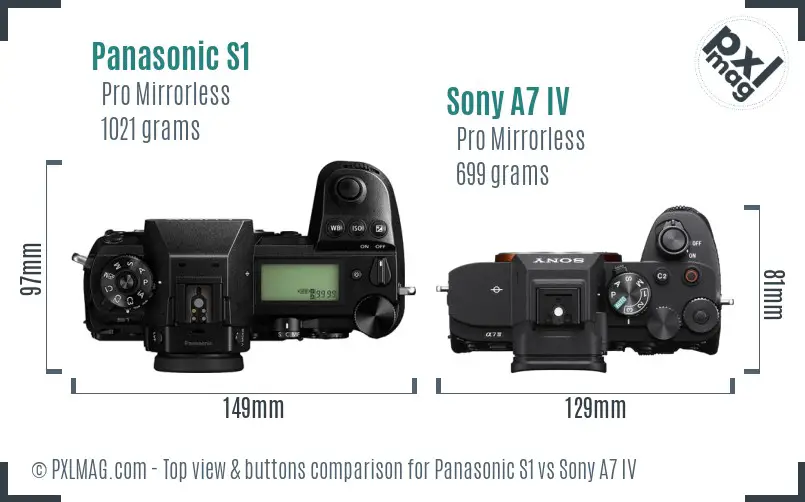 Panasonic S1 vs Sony A7 IV top view buttons comparison