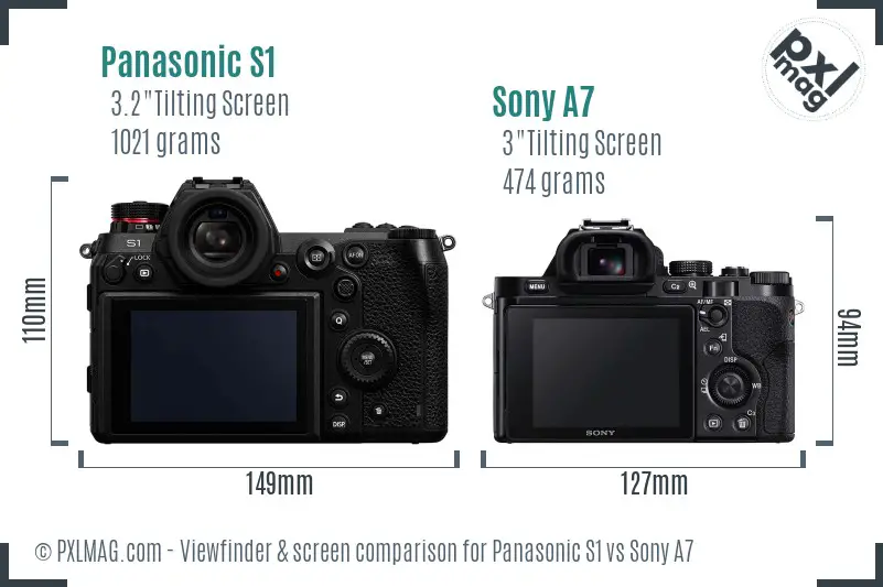 Panasonic S1 vs Sony A7 Screen and Viewfinder comparison Panasonic S1 vs Sony A7 Screen and Viewfinder comparison