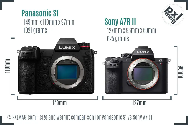 Panasonic S1 vs Sony A7R II size comparison