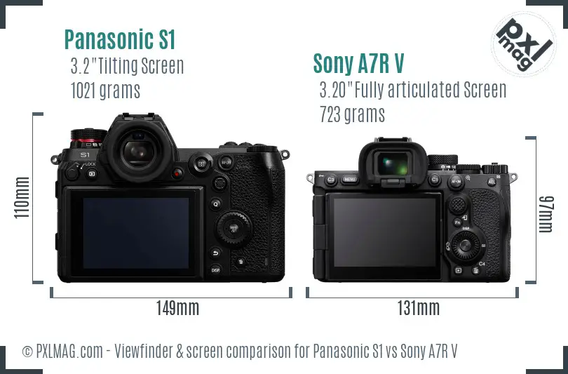 Panasonic S1 vs Sony A7R V Screen and Viewfinder comparison