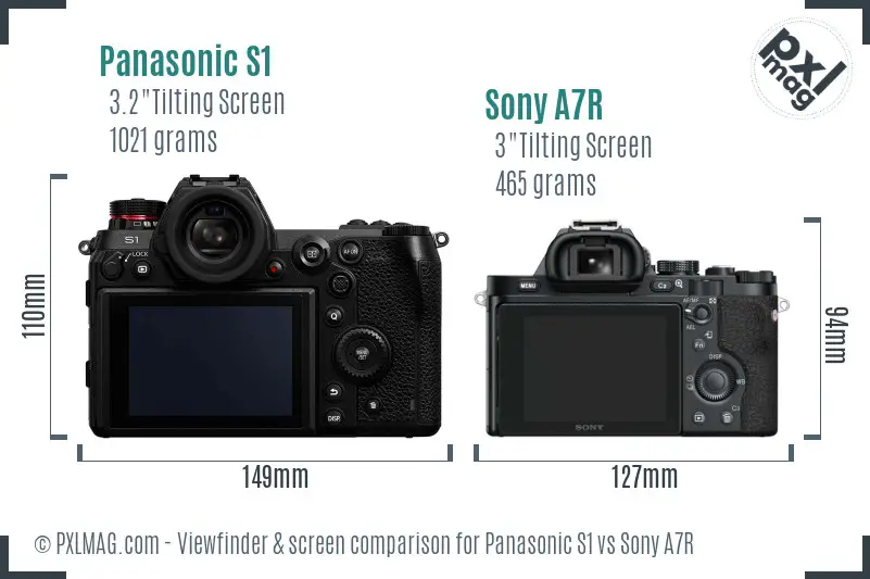 Panasonic S1 vs Sony A7R Screen and Viewfinder comparison