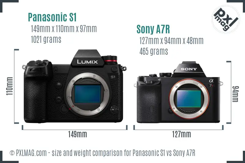 Panasonic S1 vs Sony A7R size comparison