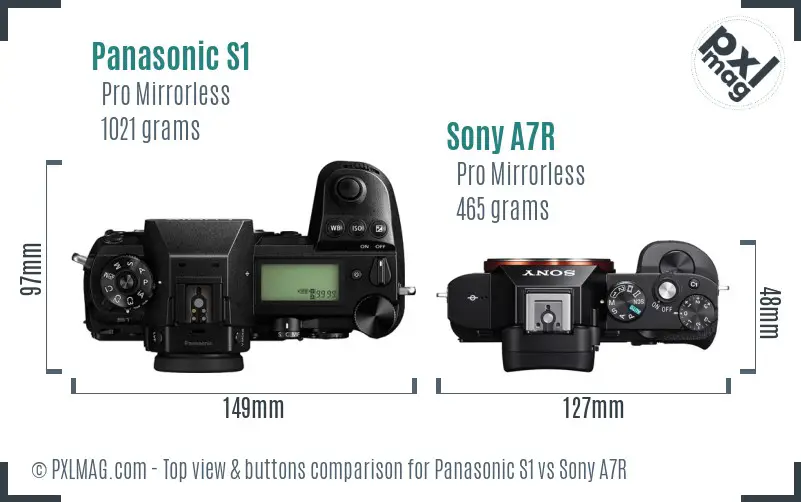 Panasonic S1 vs Sony A7R top view buttons comparison