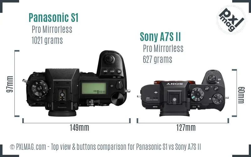 Panasonic S1 vs Sony A7S II top view buttons comparison