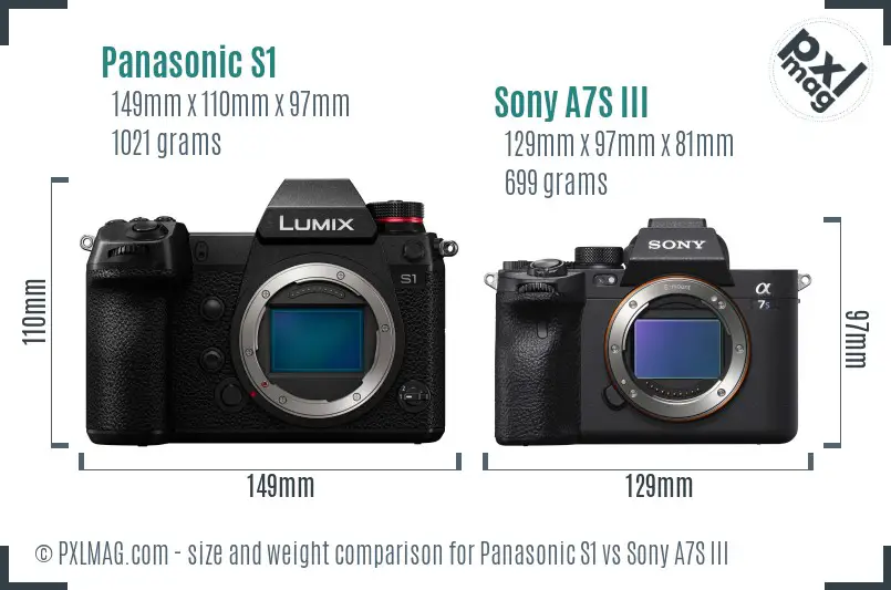 Panasonic S1 vs Sony A7S III size comparison