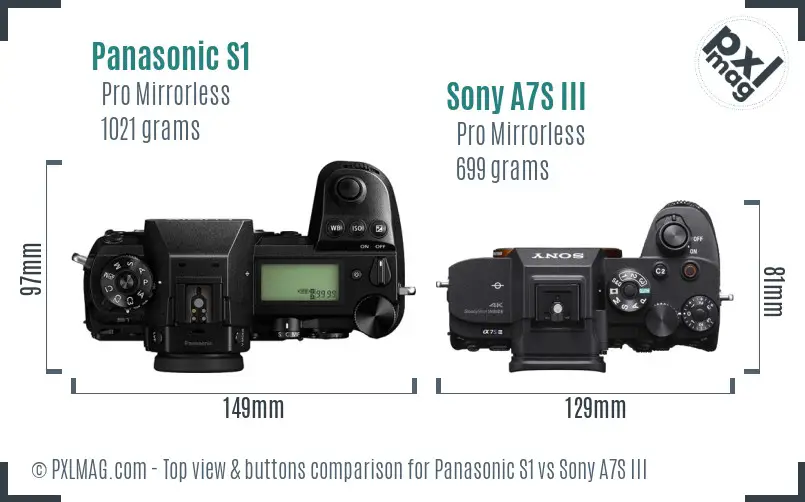 Panasonic S1 vs Sony A7S III top view buttons comparison
