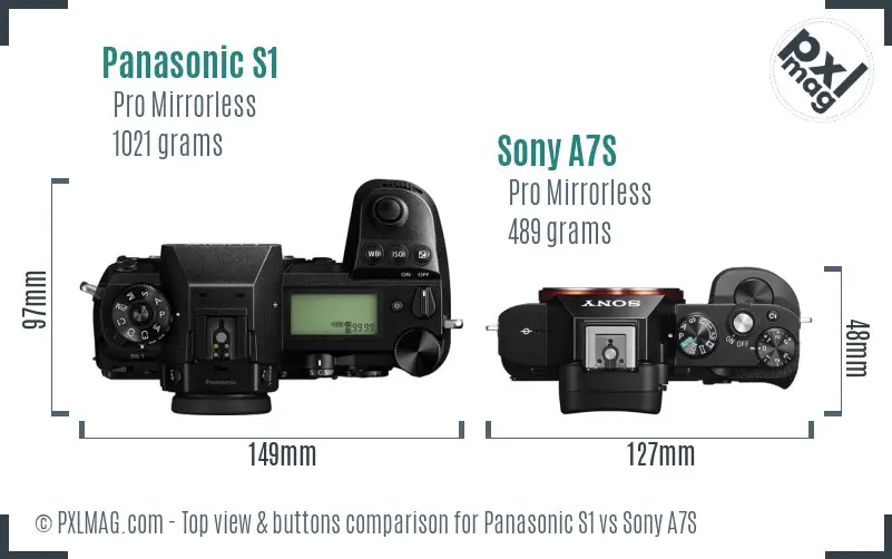 Panasonic S1 vs Sony A7S top view buttons comparison