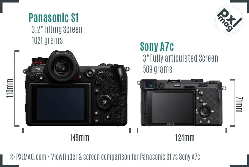 Panasonic S1 vs Sony A7c Screen and Viewfinder comparison