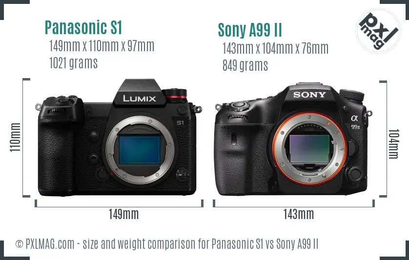 Panasonic S1 vs Sony A99 II size comparison