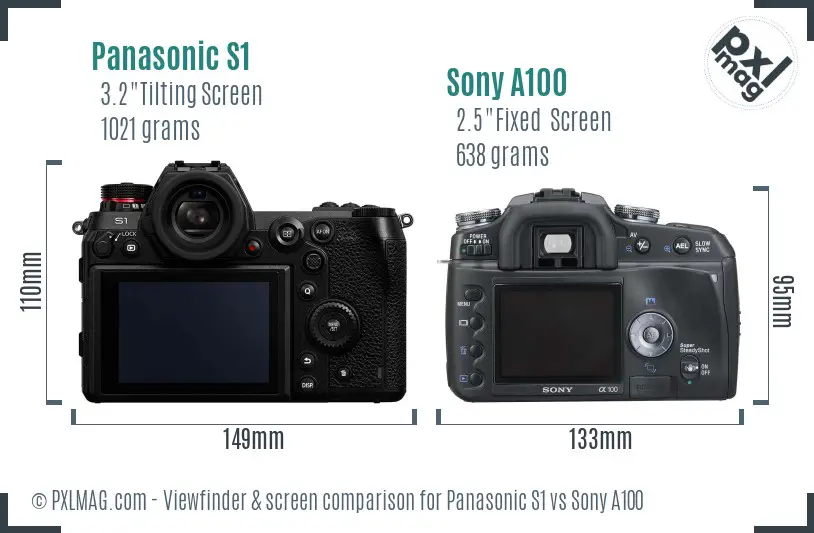Panasonic S1 vs Sony A100 Screen and Viewfinder comparison
