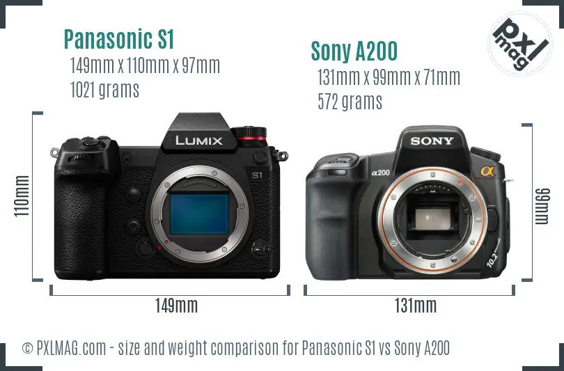 Panasonic S1 vs Sony A200 size comparison