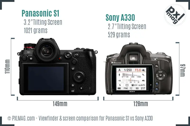 Panasonic S1 vs Sony A330 Screen and Viewfinder comparison