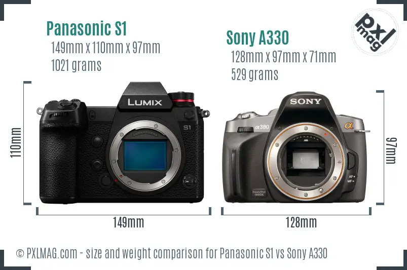 Panasonic S1 vs Sony A330 size comparison